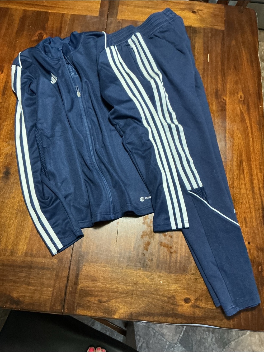 adidas Navy Blue Track Jacket and Joggers with White Stripe